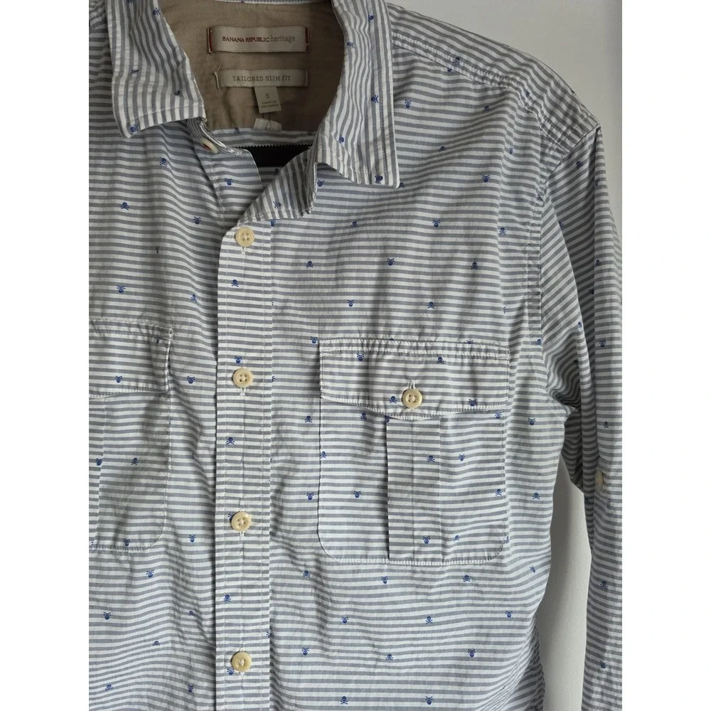 Banana Republic Men S Button Down Shirt Long Sleeve Blue White Striped Cotton